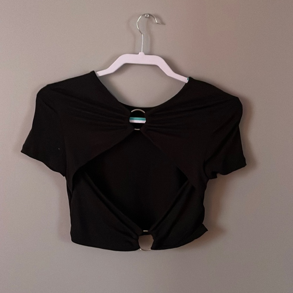 Open back crop jewelry top